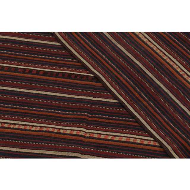 Textile Vintage Persian Kilim, Vertical Stripes in Deep Red and Earth Tones - Rug & Kilim For Sale - Image 7 of 7