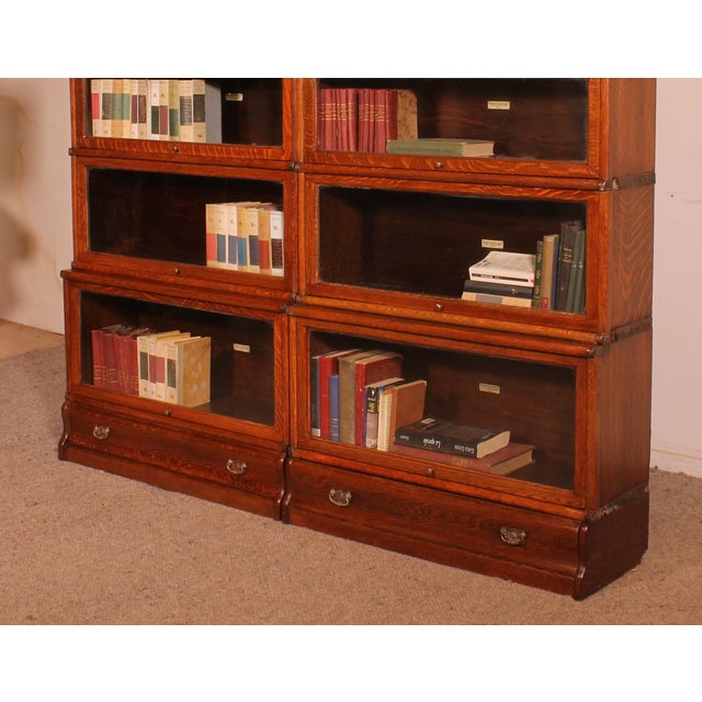 Tan Oak Bookcases from Globe Wernicke, 1900s, Set of 2 For Sale - Image 8 of 12