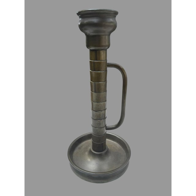Brass Antique Vincent MFG Co Cleveland Brass Giant Chamberstick Candlestick 17” #533 For Sale - Image 8 of 12