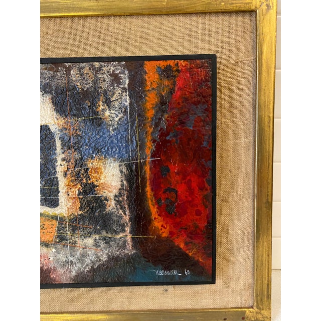 Leonardo Nierman 1960s "Abstraction" Abstract Enamel Painting, Framed For Sale - Image 4 of 9