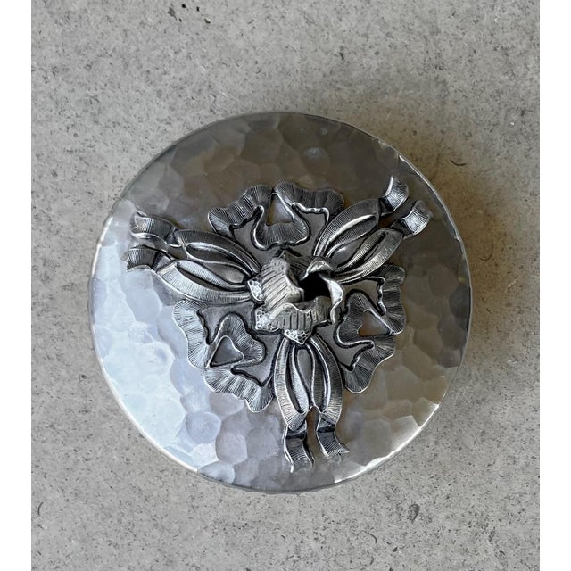 Circa 1930 Whimsical Hand Forged Rose & Ribbon Aluminum Trinket Box For Sale - Image 14 of 18