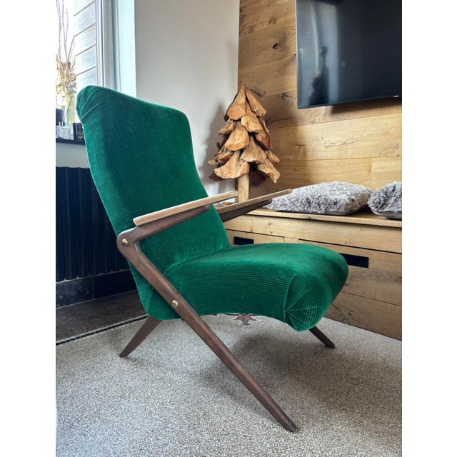 Vintage Scandinavian Armchair in Green Corduroy, 1960s For Sale - Image 6 of 10