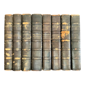 Late 19th Century Black Leather Decorative Book Bundle- Set of 8
