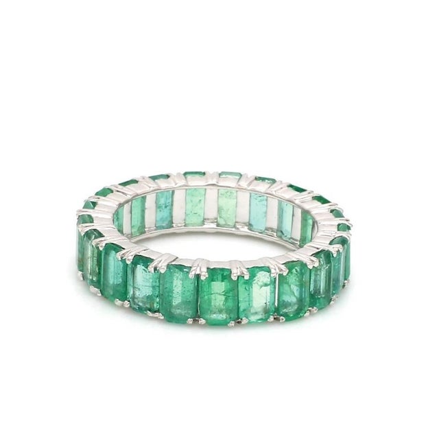 Natural 5.97 cts Zambian emerald band ring 14k gold For Sale - Image 9 of 18