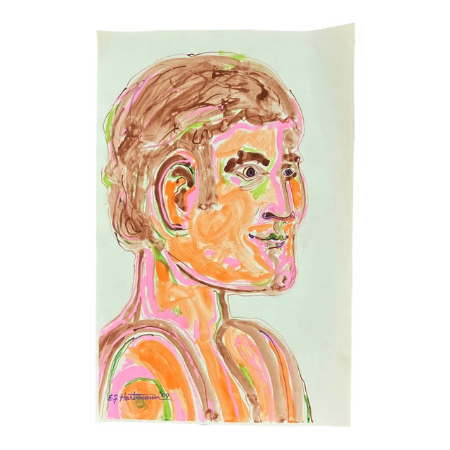 Contemporary Original E.J.Hartmann Abstract Pop Art Portrait Painting Signed For Sale