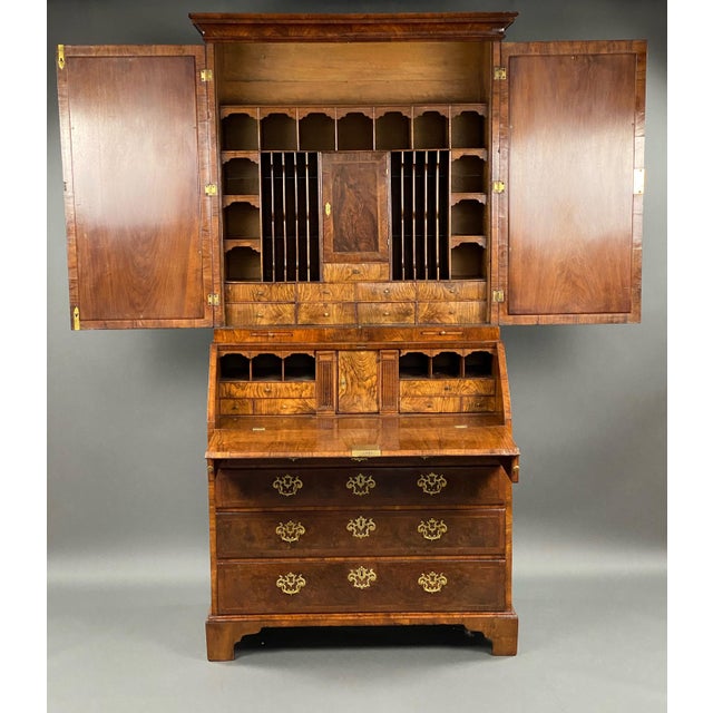 18th Century George II English Walnut Secretary Bookcase For Sale - Image 3 of 11