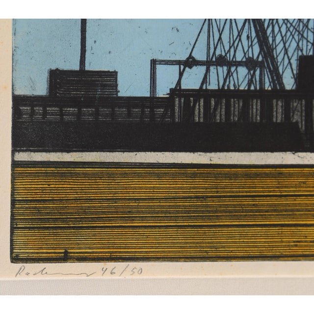 Modern Hans Behrens, Freihafen, Framed Woodcut For Sale - Image 3 of 5