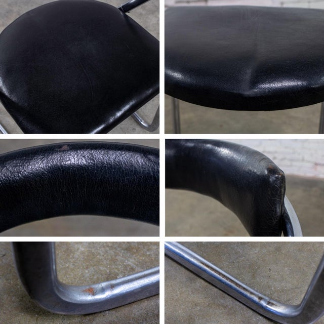 1920-1930’s Art Deco Streamline Moderne Side Chair Black Vinyl & Chrome Manner of Gilbert Rohde For Sale - Image 17 of 18