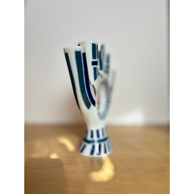 Porcelain Candelabra with Five Fingers Model with Rooster from Sargadelos For Sale - Image 5 of 10