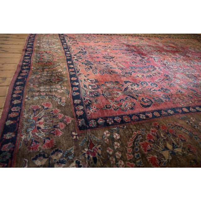 Raspberry Red Antique Mohajeran Sarouk Carpet - 11' x 13'4" For Sale - Image 8 of 14