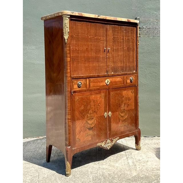 Late 19th Century Vintage Inlay Secretaire With Stone Top For Sale - Image 5 of 13