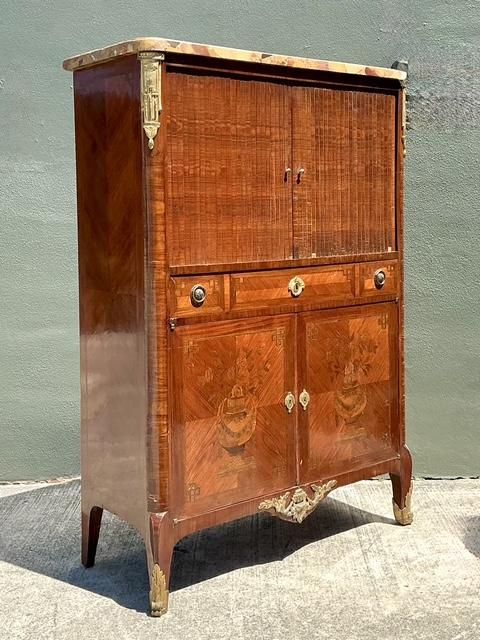 Vintage Inlay Secretaire With Stone Top - Top view