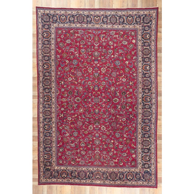 Early 20th Century Antique Persian Mashhad Rug, 11'03 X 16'08 For Sale - Image 9 of 10