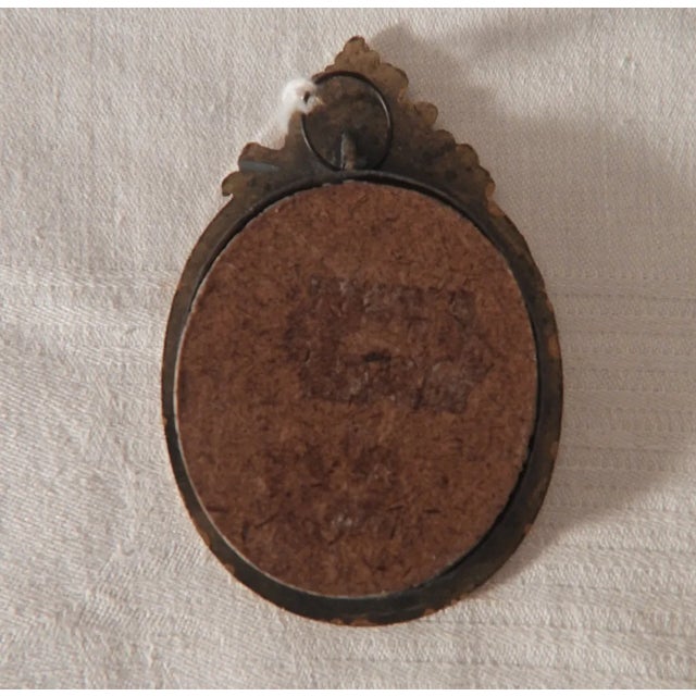 19th C Porcelain Miniature Portrait Young Woman W Dark Hair Signed Sherl For Sale - Image 10 of 12