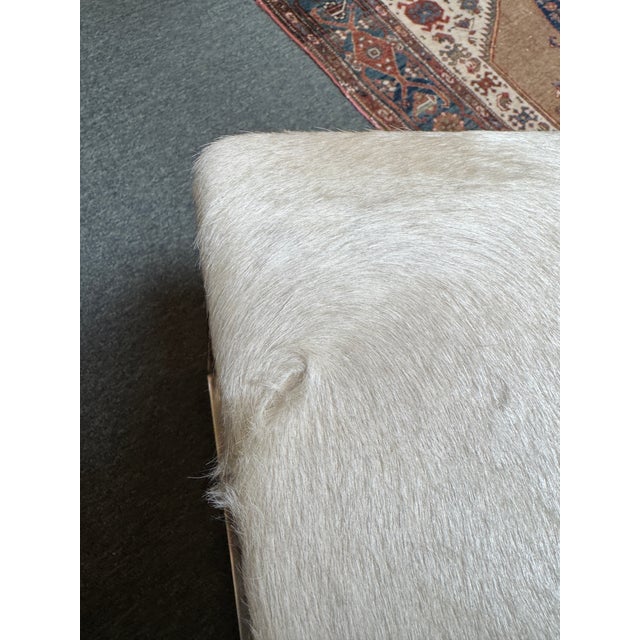 Hair on Hide Vanity Stool, Off White For Sale - Image 9 of 12