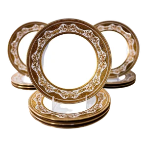 Antique Heavy Gold Encrusted Dinner Plates, Limoges France Circa 1900 - Set of 12