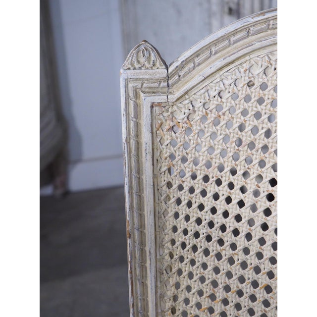 Set of 6 Painted and Caned French Louis XVI Style Dining Chairs, Early 1900s For Sale - Image 16 of 18