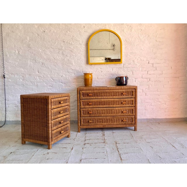 Italian Wicker Chest of Drawers, 1970s, Set of 2 For Sale - Image 11 of 11