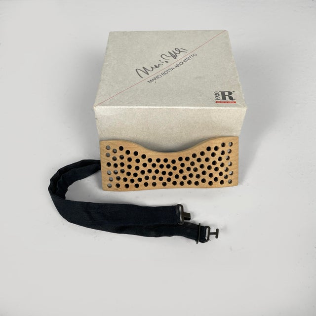 Italian post modern wooden bow tie by Mario Botta for Riva 120, 2002 Bow tie with bow in wood with decorative holes. Black...