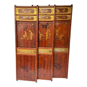 Mid 19th Century Antique Chinese Architectural Wood Panels Handcrafted - Set of 3