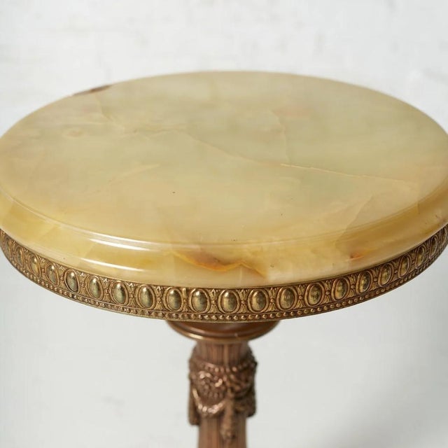 Traditional 1920s Belgian Marble & Brass Side Table For Sale - Image 3 of 4