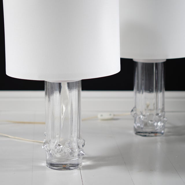 Vintage Glass Lamps from Kosta Sweeden, 1950s, Set of 2 For Sale - Image 4 of 12