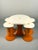 Italian-Style Space Age Stools and Table Set in Orange and White Plastic, 1970s, Set of 5 For Sale - Image 5 of 14