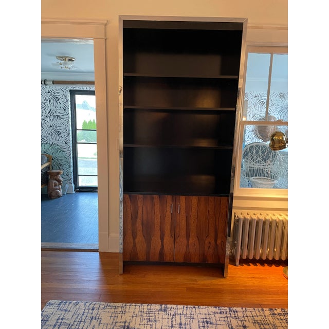 Vintage Milo Baughman for John Stuart Chrome Framed Cabinet and Bookcase For Sale In New York - Image 6 of 13