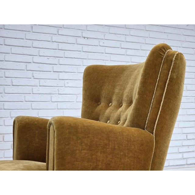 Danish Relax Chair in Honey Yellow Furniture Velour, 1960s For Sale - Image 13 of 18