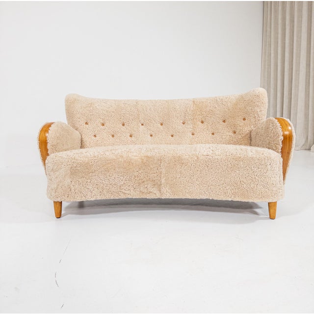 Swedish Modern Sheepskin Sofa, 1940s For Sale - Image 12 of 17