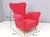 Vintage Red Cotton Wingback Armchair with Brass Feet, Italy For Sale - Image 10 of 11