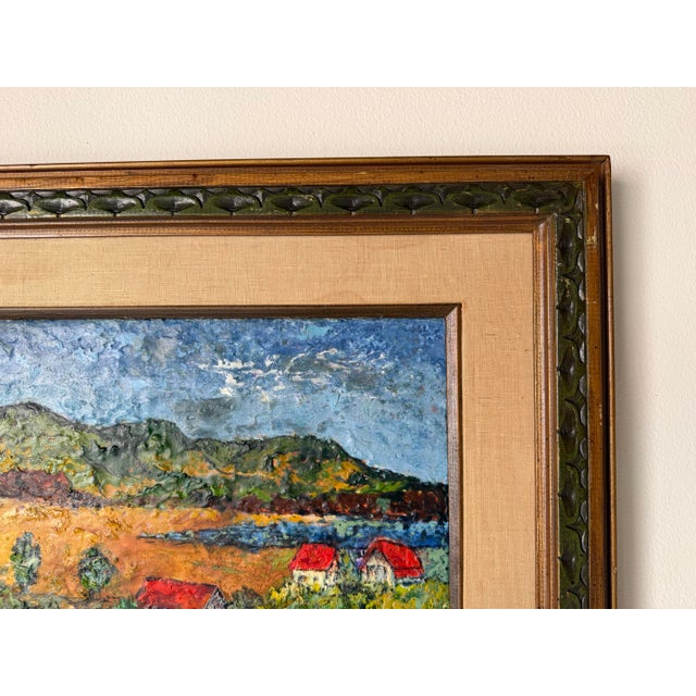 Wood Virginia Morrisson “Spring at the Farm” Impressionist Landscape Oil on Canvas Painting, Framed For Sale - Image 7 of 12