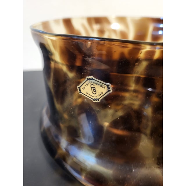 Glass Vintage Italian Tortoiseshell Blown Glass Bowl For Sale - Image 7 of 9