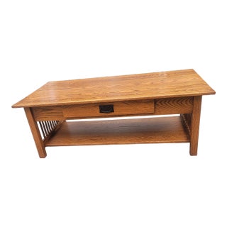 Country View Amish Handcrafted Arts & Crafts Mission Oak Coffee Table For Sale