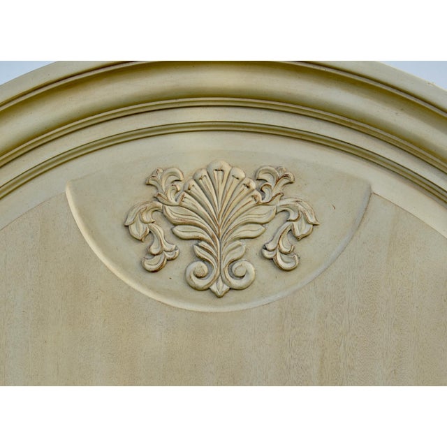Vintage Wood King Headboard Venetian Poster Carved Cream Off White Provincial For Sale - Image 12 of 13