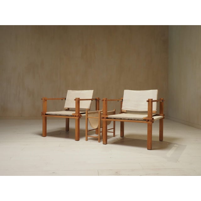 Gerd Lange Farmer Chairs and Magazine Rack by Gerd Lange for Bofinger, 1960s, Set of 2 For Sale - Image 4 of 12