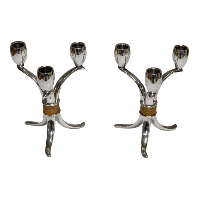 1950's Roger Bros "Flair" Silver-plated Candlesticks - A Pair For Sale