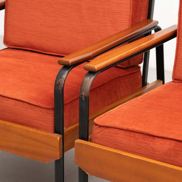 Vintage Easy Chair in the style of Jean Prouvé, 1950s, Set of 2 For Sale - Image 8 of 15