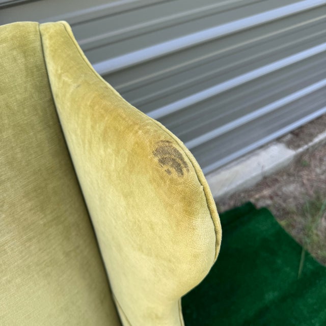 Hickory Chair Company Green Crushed Velvet Wingback Chair For Sale - Image 10 of 12