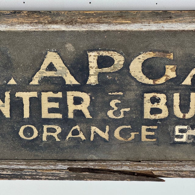 Vintage Hand Painted Metal/Wood "Carpenter & Builder" Trade Sign, Circa 1920 For Sale - Image 9 of 11