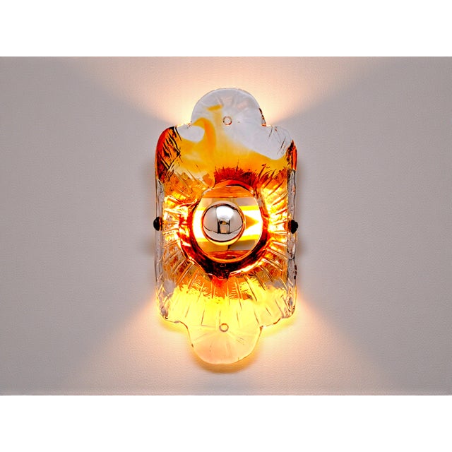 Murano Glass Wall Lamps from Mazzega, 1970s, Set of 2 For Sale - Image 6 of 8