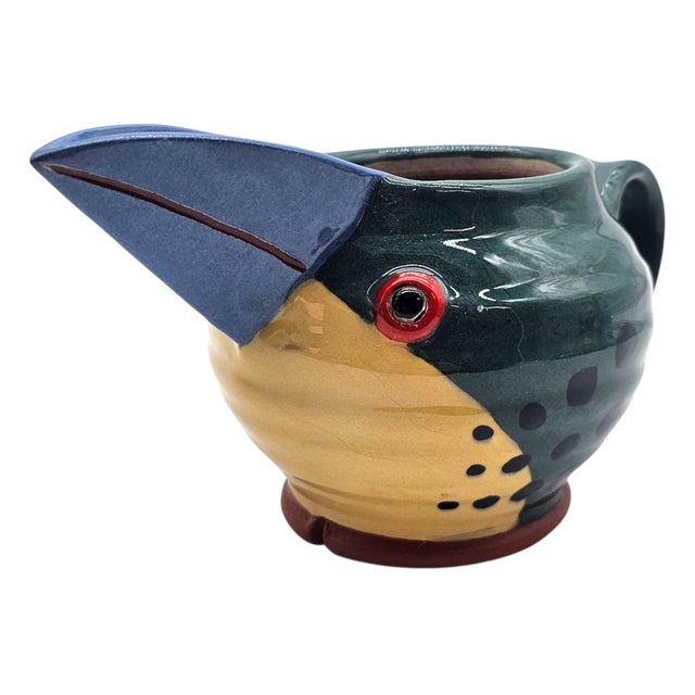 Contemporary Gillian McMillan Avix Kookaburra Jug and Sugar Bowl Pair Signed Earthenware Studio Pottery 2008 For Sale - Image 3 of 14