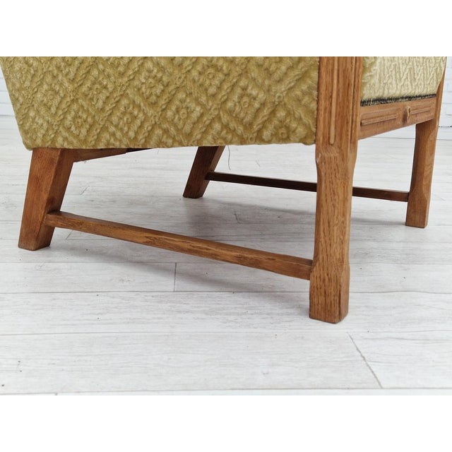 Vintage Danish Highback Armchair in Fabric and Oak, 1960s For Sale - Image 12 of 18
