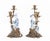 Metal Chinoiserie Porcelain and Brass Candlesticks, Pair For Sale - Image 7 of 9