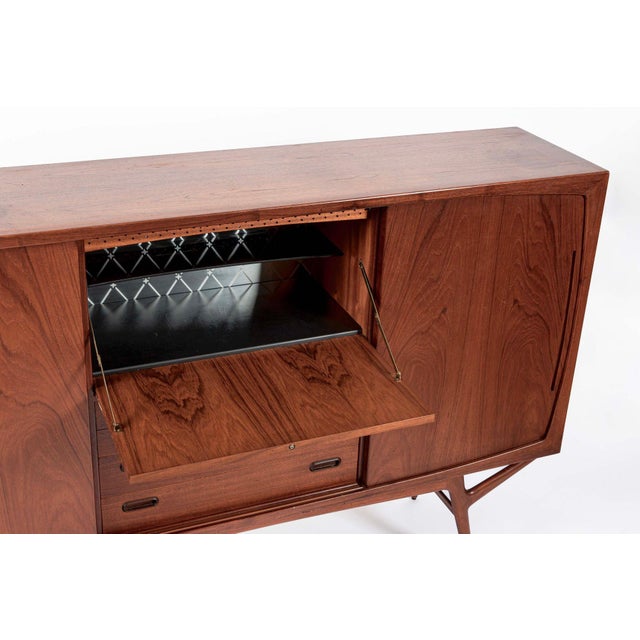 Wood Mid Century Danish Teak Tall Sideboard or Bar Cabinet by Harry Ostergaard For Sale - Image 7 of 17