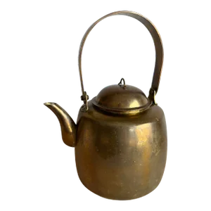 Vintage Asian Brass Kettle Hong Kong, 1970s