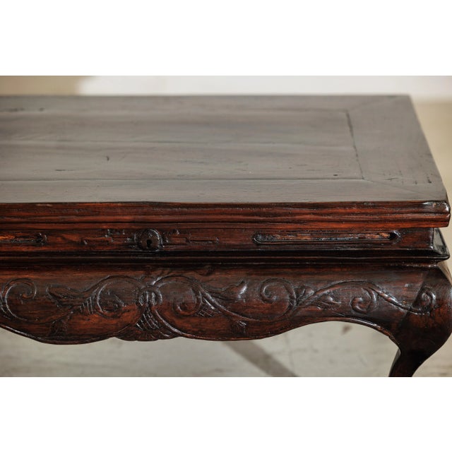 Auburn Late Qing Chinese Low Coffee Table with Cabriole Legs, Carved Apron and Lift Top For Sale - Image 8 of 12