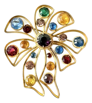 Vintage Gold Fill Rhinestone Brooch