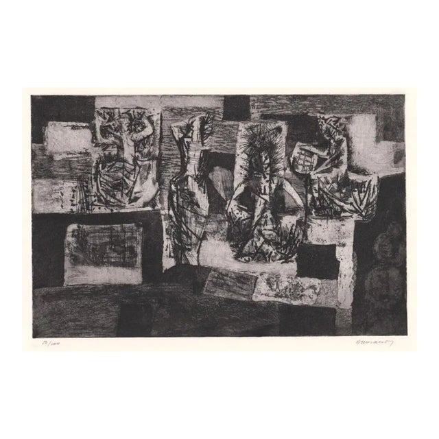 1950s Boško Karanovic Modern Figural Etching and Aquatint For Sale