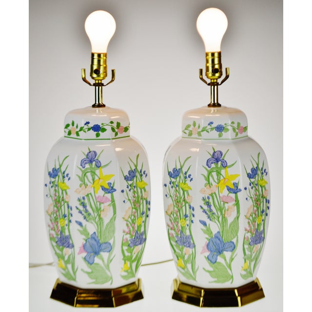Vintage Ceramic Ginger Jar Style Floral Design Table Lamps ...